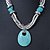 Ethnic Turquoise Stone Snake Chain Necklace In Silver Tone - 44cm Length/ 6cm Extension - view 2