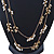 2 Strand White Glass & Gold Acrylic Bead Long Necklace In Gold Plating - 90cm Length/ 6cm Extension - view 7