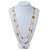 2 Strand White Glass & Gold Acrylic Bead Long Necklace In Gold Plating - 90cm Length/ 6cm Extension - view 4