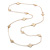 Long Stylish White Enamel Flower Necklace In Gold Plating - 132cm Length