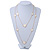 Long Stylish White Enamel Flower Necklace In Gold Plating - 132cm Length - view 7