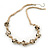 Long Metal Ball On Beige Silk Cord Necklace - 72cm Length/ 7cm Extension