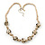 Long Metal Ball On Beige Silk Cord Necklace - 72cm Length/ 7cm Extension - view 5