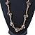 Long Metal Ball On Beige Silk Cord Necklace - 72cm Length/ 7cm Extension - view 9