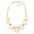 Long Open Round White Resin Bead Necklace In Gold Plating - 70cm Length/ 6cm Extension - view 3