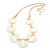 Long Open Round White Resin Bead Necklace In Gold Plating - 70cm Length/ 6cm Extension - view 2