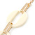 Long Open Round White Resin Bead Necklace In Gold Plating - 70cm Length/ 6cm Extension - view 5