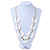 Long Open Round White Resin Bead Necklace In Gold Plating - 70cm Length/ 6cm Extension - view 8