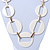 Long Open Round White Resin Bead Necklace In Gold Plating - 70cm Length/ 6cm Extension - view 9