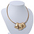 Ethnic Brushed Gold Hammered Square Pendant Wire Choker Necklace - 38cm Length