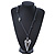 Long Grey Leather Cord Necklace With Contemporary Heart Pendant In Rhodium Plating - 80cm Length - view 7