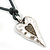 Long Grey Leather Cord Necklace With Contemporary Heart Pendant In Rhodium Plating - 80cm Length - view 3