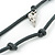 Long Grey Leather Cord Necklace With Contemporary Heart Pendant In Rhodium Plating - 80cm Length - view 4