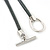 Long Grey Leather Cord Necklace With Contemporary Heart Pendant In Rhodium Plating - 80cm Length - view 6