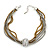 Two Tone Mesh Chain With Crystal Ring Necklace - 36cm Length/ 6cm Extension - view 4