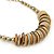 Contemporary Wood, Diamante Metal Rings Bead Necklace In Gold Plating - 42cm Length/ 7cm Extension - view 7