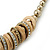 Contemporary Wood, Diamante Metal Rings Bead Necklace In Gold Plating - 42cm Length/ 7cm Extension - view 8