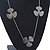 Long Rhodium Plated Textured 'Trefoil' Necklace - 100cm Length/ 6cm Extension - view 6