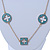 Long Stylish Round & SquareTeal Enamel Station Necklace In Gold Plating - 94cm Length/ 8cm Extension - view 10