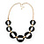 Long Open Round Black Resin Bead Necklace In Gold Plating - 70cm Length/ 6cm Extension - view 3