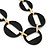 Long Open Round Black Resin Bead Necklace In Gold Plating - 70cm Length/ 6cm Extension - view 4