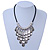 Ethnic Metal 'Leaf' Bib Style Necklace With Black Leather Cord In Antique Silver Tone - 38cm Length/ 5cm Extension