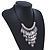 Ethnic Metal 'Leaf' Bib Style Necklace With Black Leather Cord In Antique Silver Tone - 38cm Length/ 5cm Extension - view 8