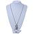 Clear, AB Crystal 'Skull & Bones In The Crown' Pendant With Long Silver Tone Mesh Chain - 70cm Length - view 7