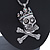 Clear, AB Crystal 'Skull & Bones In The Crown' Pendant With Long Silver Tone Mesh Chain - 70cm Length - view 8