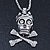 Clear, AB Crystal 'Skull & Bones In The Crown' Pendant With Long Silver Tone Mesh Chain - 70cm Length - view 9