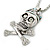 Clear, AB Crystal 'Skull & Bones In The Crown' Pendant With Long Silver Tone Mesh Chain - 70cm Length - view 2