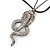 Gold Plated Crystal 'Cobra' Pendant With Black Suede Cord & Black Tone Chain - 70cm Length - view 9