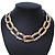 Chunky Gold Plated Hammered Oval Link Choker Necklace - 36cm Length - view 8