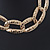 Chunky Gold Plated Hammered Oval Link Choker Necklace - 36cm Length - view 6