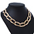 Chunky Gold Plated Hammered Oval Link Choker Necklace - 36cm Length - view 7