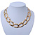 Chunky Gold Plated Hammered Oval Link Choker Necklace - 36cm Length