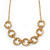 Gold Plated Mesh & Polished Ring Necklace - 50cm Length - view 2