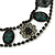 Victorian Style Black/ Green Crystal Choker Necklace In Gun Metal Finish - 26cm L/ 6cm Ext - view 5