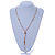 Gold Plated Chain with White, Transparent Acrylic Bead Necklace with Tassel - 60cm L/ 11cm L (Tassel) - view 3
