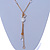 Gold Plated Chain with White, Transparent Acrylic Bead Necklace with Tassel - 60cm L/ 11cm L (Tassel) - view 6