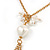 Gold Plated Chain with White, Transparent Acrylic Bead Necklace with Tassel - 60cm L/ 11cm L (Tassel) - view 7