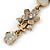 Light Grey/ Beige Enamel Floral Dangle Pendant Gold Tone Chain Necklace - 36cm Length/ 8cm Extension - view 5