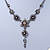 Vintage Inspired Grey Enamel, Crystal Floral V-Shape Necklace In Pewter Tone Metal - 38cm Length/ 6cm Extension - view 8