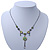 Vintage Inspired Green Crystal, Floral Charm Necklace In Pewter Tone Metal - 38cm Length/ 4cm Extension - view 6