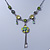 Vintage Inspired Green Crystal, Floral Charm Necklace In Pewter Tone Metal - 38cm Length/ 4cm Extension - view 5
