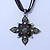Victorian Style Grey Enamel Cross Pendant On Black Organza Ribbon - 48cm Length (Adjustable up to 64cm) - view 4