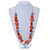 Long Orange Wood and Cotton Bead Cord Necklace - 88cm L - view 2