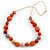 Long Orange Wood and Cotton Bead Cord Necklace - 88cm L - view 3