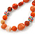 Long Orange Wood and Cotton Bead Cord Necklace - 88cm L - view 4