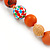 Long Orange Wood and Cotton Bead Cord Necklace - 88cm L - view 5